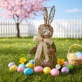 thumbnail image 7 of Guvpev 16" Hand-Woven Wicker Easter Bunny with Fishtail Burlap Bow, Rustic Rattan Rabbit Topiary Figurine, Large Twig Topiary Decoration for Farmhouse Front Porch, Entryway & Spring Garden Decor, 7 of 7