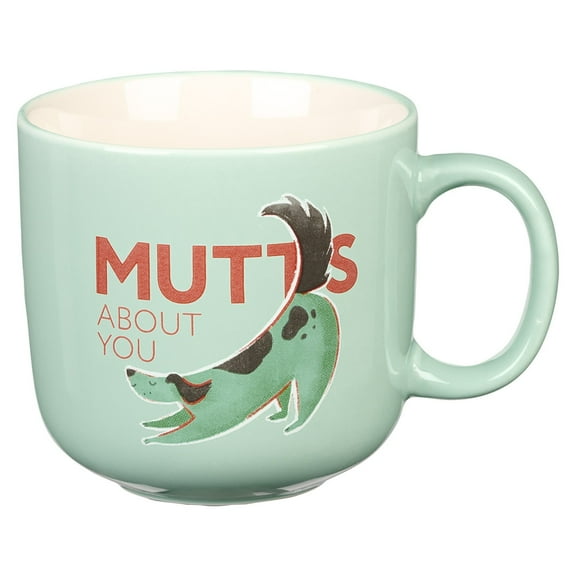 The Fur Side Dog Mom Gift Coffee Mug, Mutts About You Fun Coffee Cup Gift for Dog Lovers, Spaniel Breed Owners, Microwave Dishwasher Safe, Mint Green Ceramic, 14oz