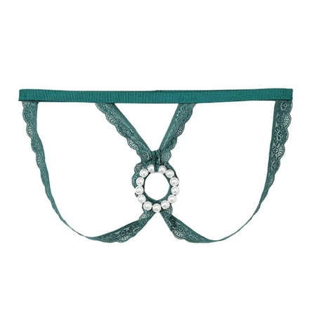 Midwennn Men s Solid Color Sexy Underwear Pearl Ring Hollow Underwear Thong Sexy Woman Lingerie Fishnet