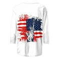 thumbnail image 4 of UVEASISHA 3/4 Sleeve for Women Patriotic T-Shirt Mid-Length American Flag Graphic Tee Fashion Crew Neck Holiday Tops Multicolor#1 XXXXXL, 4 of 5