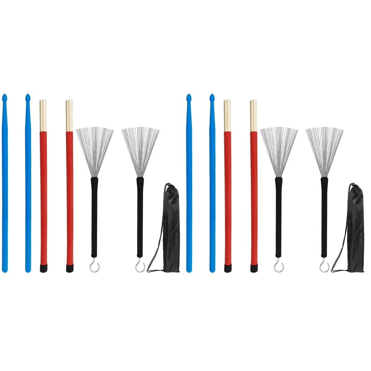 HOMEMAXS 2 Sets of Drumstick And Drum Wire Set Percussion Instrument Mallet And Drum Brush With Bag