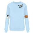 thumbnail image 4 of Atogsazn Women's Halloween Sweatshirt Cute Spooky Long Sleeve Sweatshirts Pullover Sweater Casual Tops Crewneck Blouse 04-Light Blue XXL Fashion, 4 of 5