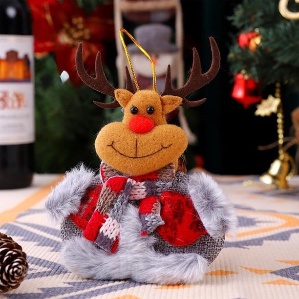 Adorno Navideño de Tela con Forma de Árbol de Navidad: Papá Noel, Muñeco de Nieve | Multicolor 14 X 11 Cm | Decoración para El Hogar y La Oficina - 1 Adorno