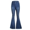 thumbnail image 2 of Pantalones Vaquero Acampanados Jeans de Mezclilla cinturo Elástica con Bolsillos de Baile para Mujer 2XL, 2 of 8