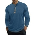 thumbnail image 6 of UVEASISHA Cotton Henley Shirts for Men Long Sleeve Button Up T-Shirt Plaid Patchwork Casual Business Work Tees Comfy Regular Fit Pullover Shirt Blue XXL, 6 of 8