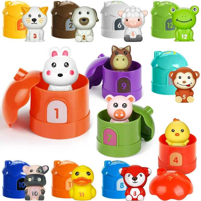 24 Pcs Farm Animal Toys Montessori Counting Matching Sorting