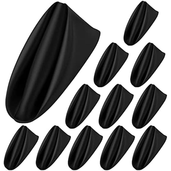 12 Pieces Satin Napkins Soft Dinner Napkins Square Table Napkins 17 x 17 Inches for Restaurant Weddings Party Dinner Decoration (Black)