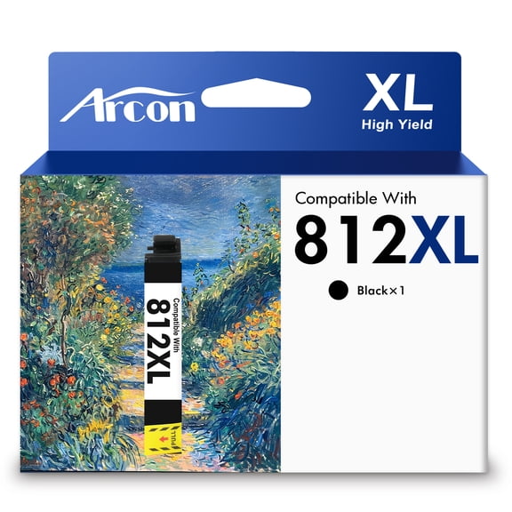 812XL Ink Cartridges 1 x Black Compatible for 812XL 812 812 XL Black Printer Ink for WorkForce Pro WF-7840 WF-7310 WF-7820 EC-C7000 T812 T812XL