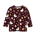 thumbnail image 3 of Kids Easter Eggs Shirts 3/4 Sleeve Bunny Graphic Print Cute T-Shirts Girls Funny Summer Soft Blouses, Coffee 130, 3 of 4
