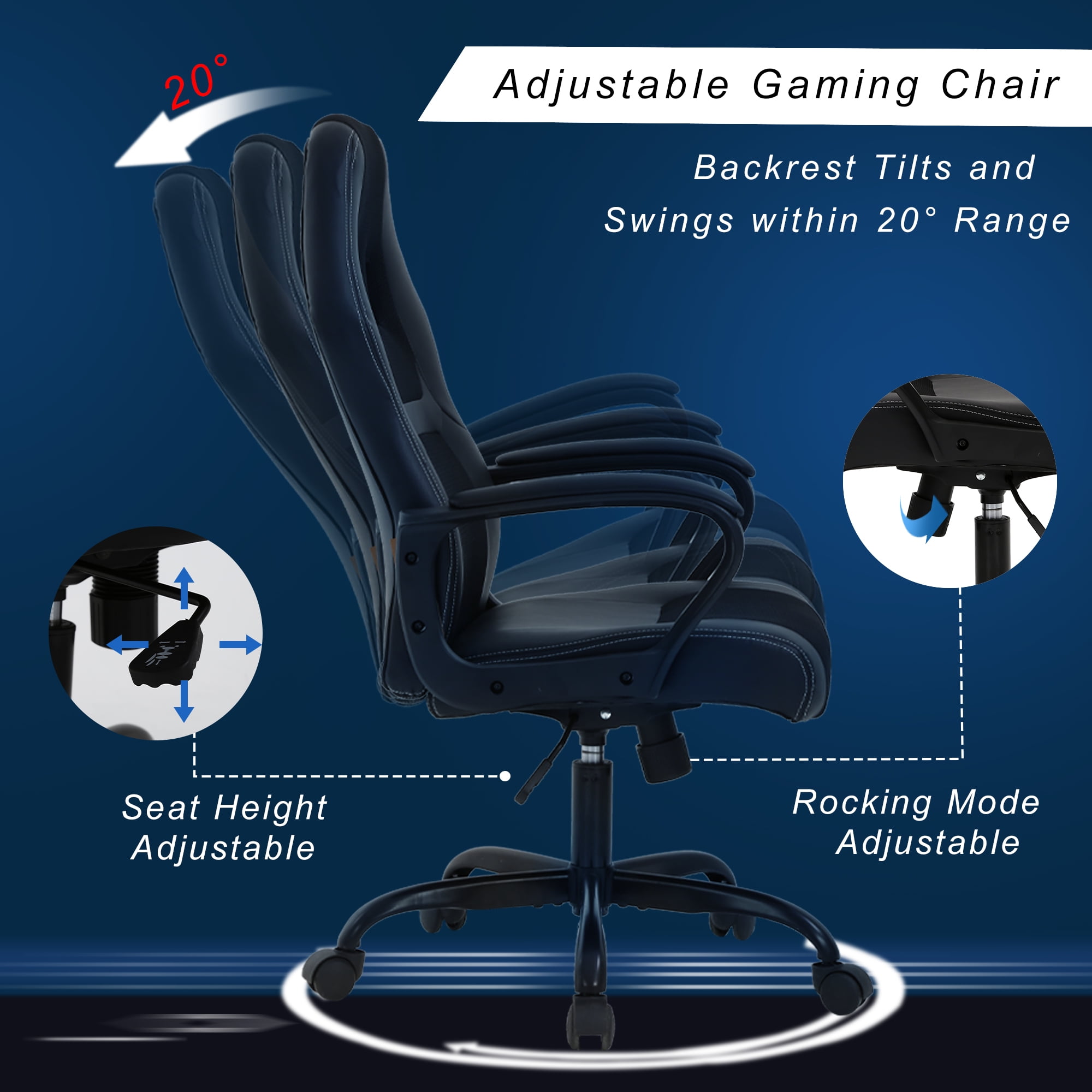 YRLLENSDAN Black Gaming Chairs, Office Gaming Chair Computer Gaming Chair Gaming Office Chair Gaming Desk Chair Computer Chairs for Adults