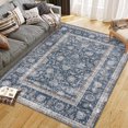 thumbnail image 4 of BouPower 9x12Ft Machine Washable Area Rug, Boho Vintage Distress Floral Rug for Living Room, Low Pile Bedroom Rugs, Thin Lightweight Print Pattern Carpet for Dining Room, 4 of 10
