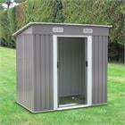 Backyard Shed Kits Kinbor 6' x 4' Outdoor Steel Garden Storage Utility Tool Shed Backyard Lawn Tool House Garage Kit Building Grey w/Door ()