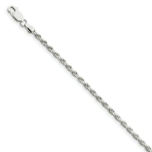 Primal Silver Sterling Silver 2.5mm Diamond-cut Rope Chain Anklet