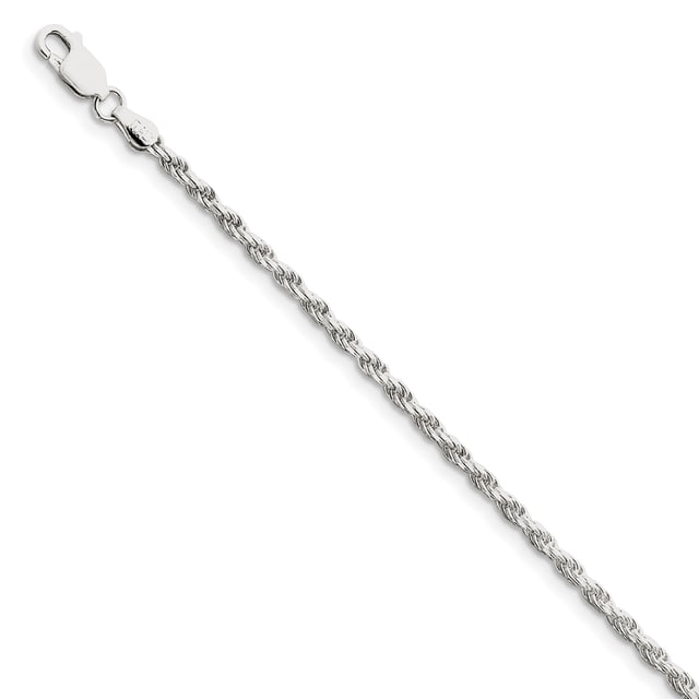 Sterling Silver 2.5mm Diamond-cut Rope Chain (Weight: 5.67 Grams, Length: 9 Inches)