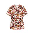 thumbnail image 1 of xiaxaixu Femmes Noël Col en V Manches Courtes Hauts Blouses d'Uniforme de Travail pour Infirmières, 1 of 3