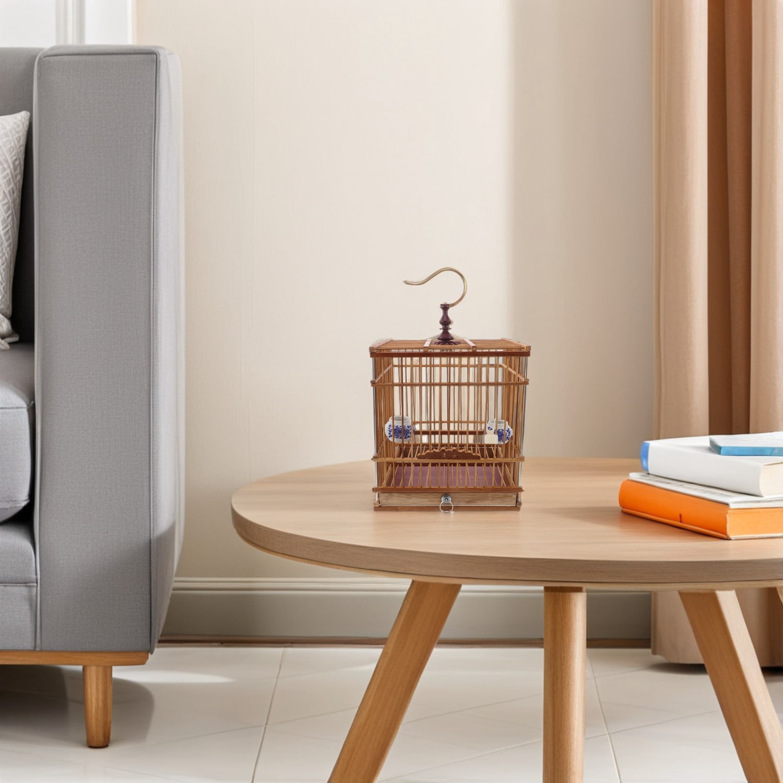 Tineasur Light Brown Carbonized Bird Cage with Removable Tray for Indoor and Balcony Use