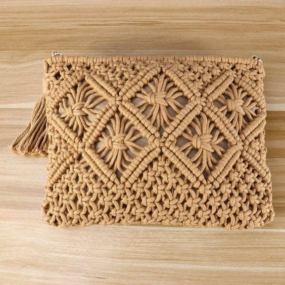 Worgeous  Tote Bag Ruched for Women Straw Cotton Woven Handwoven Women's