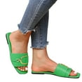 thumbnail image 2 of IUJSOY Womens Flat Sandals Summer Comfortable Square Open Toe Slip on Leather Slide Sandals, 2 of 7