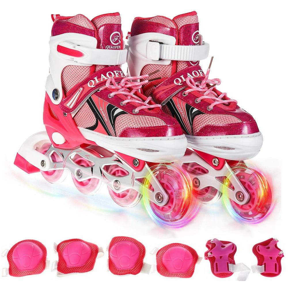 Adjustable Inline Skate Combo Set with Light-up Wheels, Illuminating