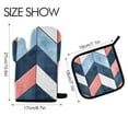 thumbnail image 2 of Yayeee Oven Mitts and Pot Holder Set of 2 Heat Resistant Kitchen Gloves Baking Hot Pad, Blue Geometric, 2 of 5