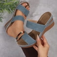 thumbnail image 6 of ShiShine Womens Wedge Heel Slide Sandals Casual Summer Double Strap Comfortable Slip On Shoes, 6 of 9