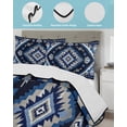 thumbnail image 4 of Boho Navy Blue Grey Queen Size Down Alternative Comforter,Lightweight Comforter Quilt Bedding Set with Pillow Shams Ethnic Geometric Southwestern Vintage Bed Comforter Duvet Insert 90"x96", 4 of 7