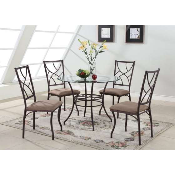 5 Piece Copper Metal Glass Round Kitchen Dinette Dining Table 4 5 Piece Copper Metal Glass Round Kitchen Dinette Dining Table 4 Side Chairs Com