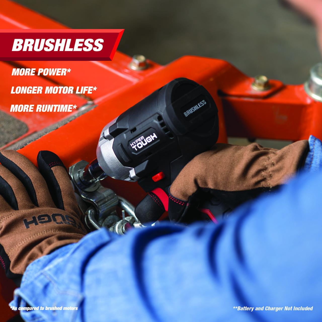 Hyper Tough 20V Max Brushless 1/2-inch Cordless Impact Wrench 350 ft-lbs Torque - (Tool Only)