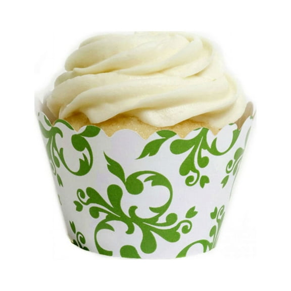 Dress My Cupcake Kelly Green Filigree Cupcake Wrappers, Set of 12