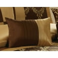 thumbnail image 4 of HIG 7 Piece Chocolate and Gold Faux Silk Fabric Embroideried Bedding Set, Queen, 4 of 6