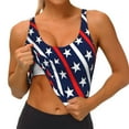 thumbnail image 4 of Haiem Patriotic Star Pattern Womens Sports Bra - U Neck Padded Low Impact Yoga Bra Workout Crop Top Gym Moisture-Wicking Workout Vest -Small, 4 of 9