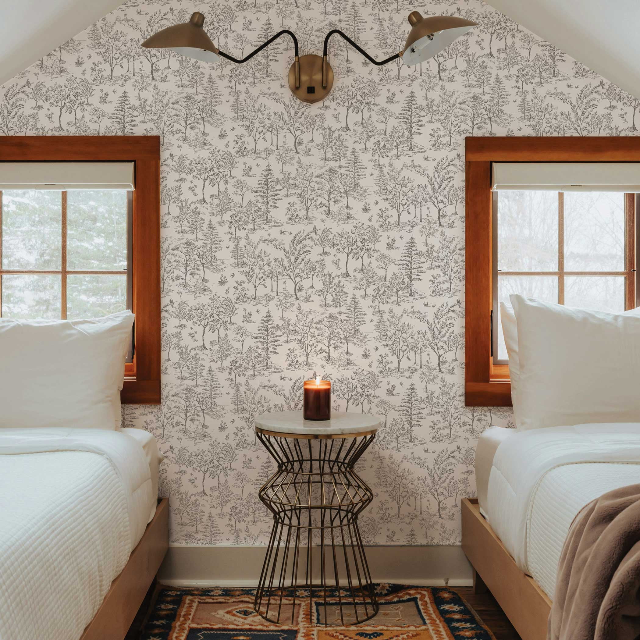 Tempaper Arbor Toile Cocoa Removable Peel and Stick Wallpaper, 20.5" X 16.5'
