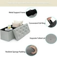thumbnail image 3 of Storage Ottoman Bench, 43"Foldable Storage Bench with Upholstered Tufted, Storage Ottoman with Breathable Imitation Linen, Storage Ottoman Bench Footrest for Bedroom, Living Room, Entryway, Gray, 3 of 7