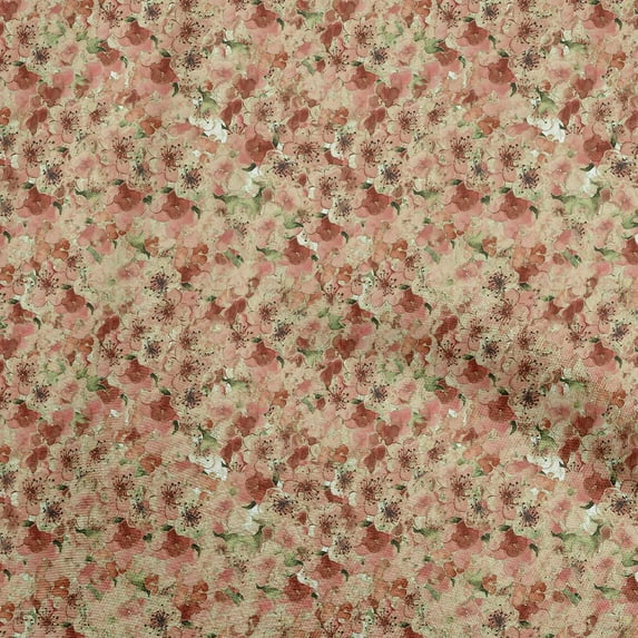 oneOone Viscose Jersey Brown Fabric Floral Sewing Material Print Fabric By The Yard 60 Inch Wide