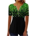 thumbnail image 2 of QETYUW Womens Tops Plus Size Short Sleeve Pleated Blouses Button Up St Patricks Day Tunic Shamrock Graphic Tees Casual Party Tshirts, 2 of 5