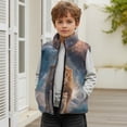 thumbnail image 6 of Xoenoiee Galaxy Lion Cat Print Jacket for Teen Boys Sleeveless Fleece Vest Full Zipper Stand Collar Jacket Warm Outwear Teen Winter Clothes, Size 9-10 Years, 6 of 7