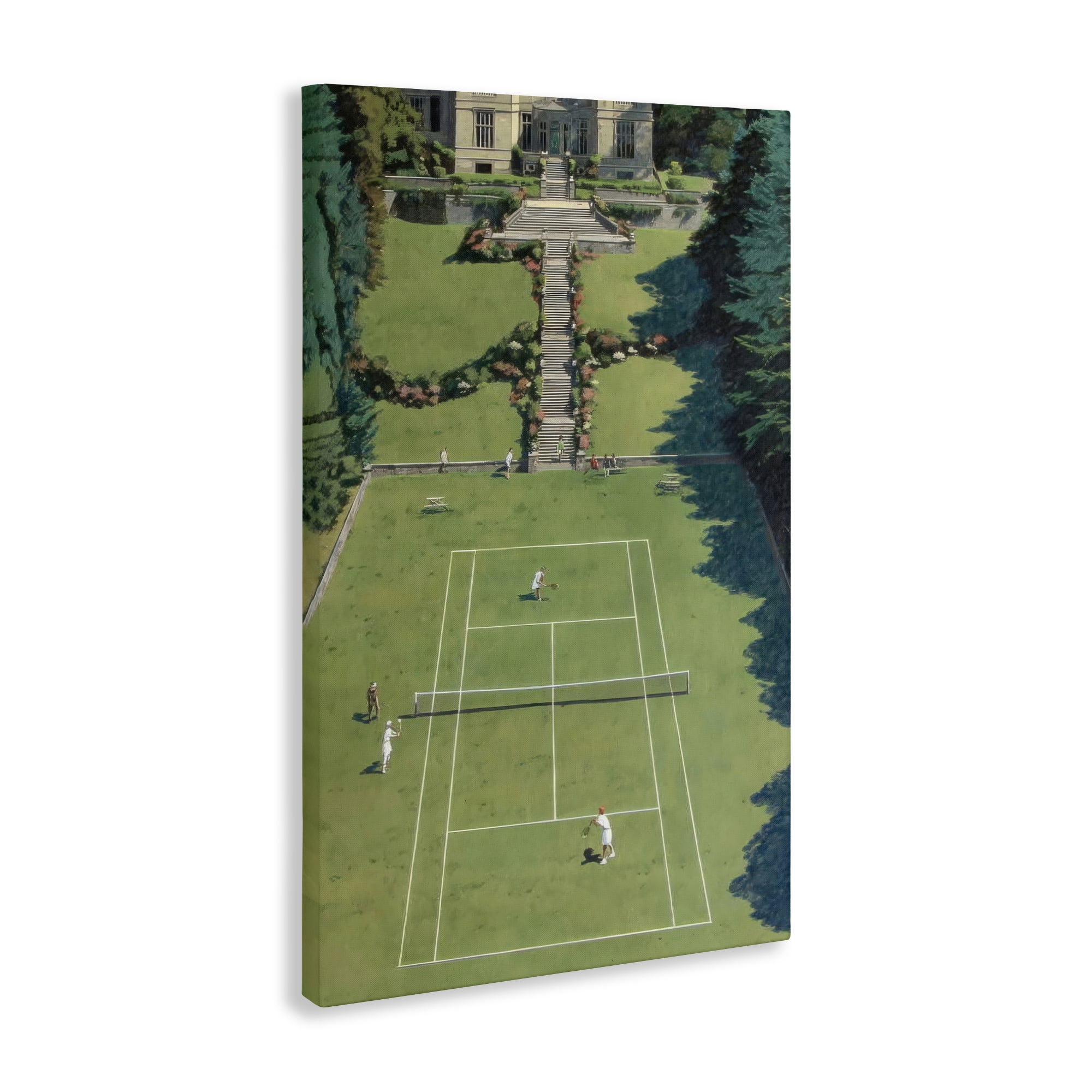 Stupell Industries Tennis Court at Mansion Canvas Wall Art, design by Petal Prints Design