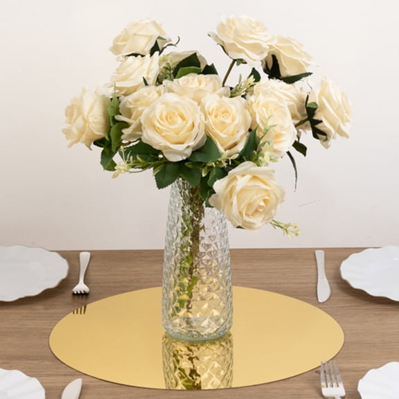 BalsaCircle 10 Gold Plastic 16" Mirror Decorative Round Charger Plates Wedding Birthday Events Reception Catering Party Home Decorations Supplies