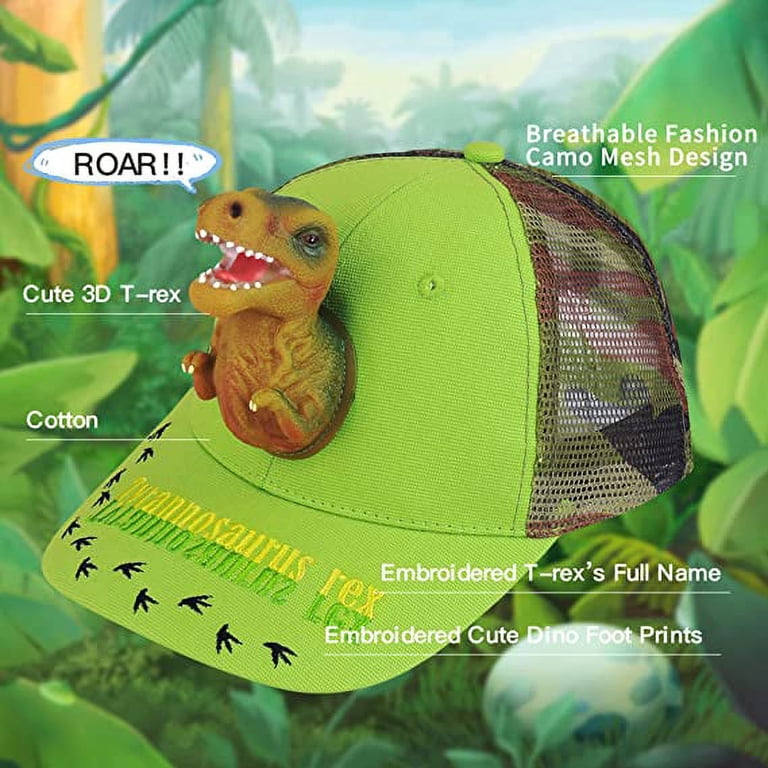 Casquette Baseball 3D Dinosaure Pour Enfants - Chapeau Été Dino Rigolo Snapback Réglable Cadeau Anniversaire Garçon Fille Plein Air