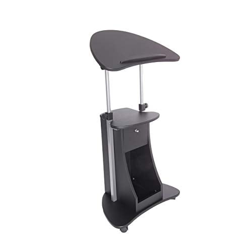 Techni Mobili Chariot Roulant de Luxe pour Ordinateur Portable avec Rangement, Noir