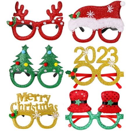 

6 Pcs Christmas Decorations Photo Props Spectacle Frames for Holiday Party Favors