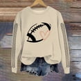 thumbnail image 3 of VISALY Pullover Crewneck Sweatshirt for Womens Football Sweatshirt Graphic Print Pullover Casual Long Sleeve Shirts Fall Tops Tunic Sweatshirts Oversized Shirts Soft Lightweight Sweatshirt Beige L, 3 of 4