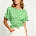 thumbnail image 4 of Zpzdpjkx Women's Polka Dots Boat Neck Short Sleeve Top, Back Tie Waist Ruched Slim Fit Casual Blouse, 4 of 7