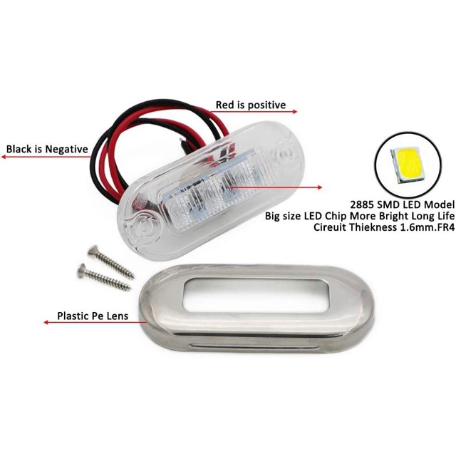 4 piezas de barco de grado marino 12 V grande impermeable azul frío LED luces de cortesía cubierta escalera, plata ZefeiWu 1327533552707