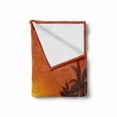 thumbnail image 2 of Palm Soft Flannel Fleece Throw Blanket, Sunset and Tropical Tree Silhouettes Sun over Sea, Cozy Plush for Indoor and Outdoor Use, 50" x 60", Burnt Orange Seal Brown, by Ambesonne, 2 of 6