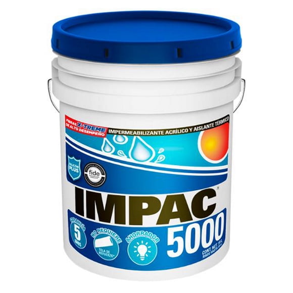 impermeabilizante acrílico fibratado impac 5000 5 años terracota 19 l