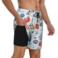 thumbnail image 3 of Picia Watercolor Nautical pattern Mens Swim Trunks with Compression Liner Stretch Beach Shorts Quick Dry with Zipper Pockets No-Chafing Board Shorts-Large, 3 of 9