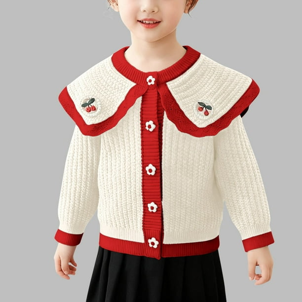 Suéter abrigo cárdigan de niña suéter de punto suéter de solapa grande suéter para niños chaqueta suéter para niños parte superior de poliéster