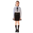 thumbnail image 2 of Girls' School Uniform Outfit 3 Piece Set with Long Sleeve Button Down Shirt and Pleated Skirt,3-18 Years, 2 of 5
