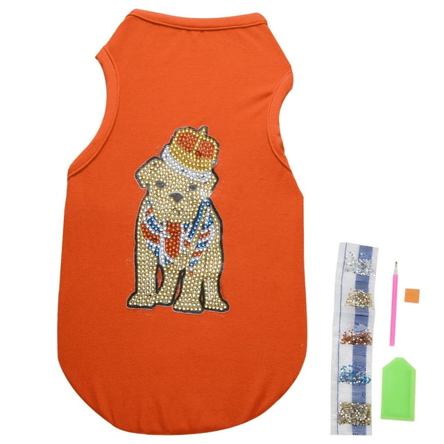 Camiseta con pintura de diamante DIY hecha a mano ropa para perros y mascotas accesorios para manualidades (naranja L)